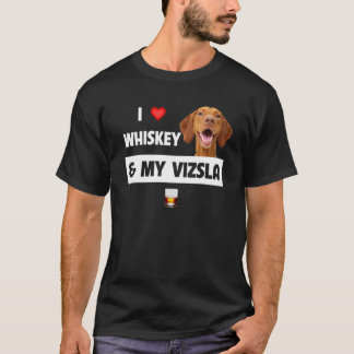 Camiseta Eu Amo Whiskey E Meu Vizsla Mãe Pai Bebendo Cachor