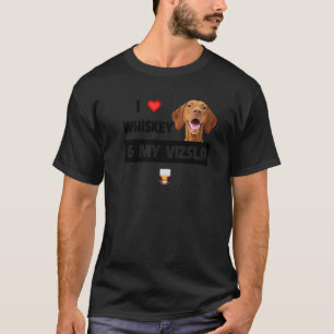 Camiseta Eu Amo Whiskey E Meu Vizsla Mãe Pai Bebendo Cachor