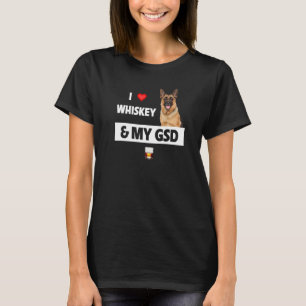 Camiseta Eu Amo Whisky E Minha Mãe Pai Gsd Pastor Alemão