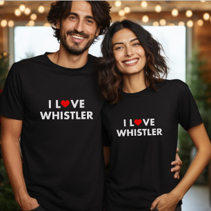 Camiseta Eu Amo Whistler Texto Moderno Escuro