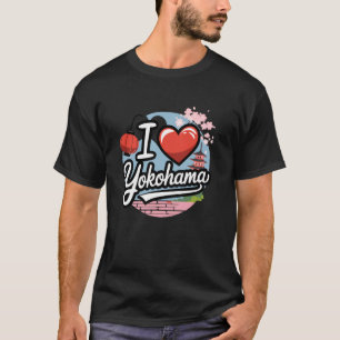 Camiseta Eu Amo Yokohama Japão Sakura Flor de Cerejeira Jap