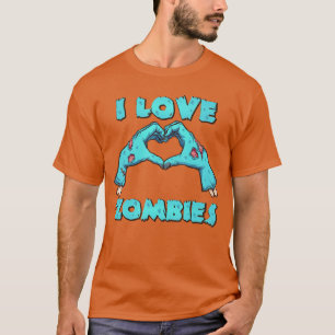 Camiseta Eu Amo Zumbis Dia das Bruxas Horror Zumbi Divertid