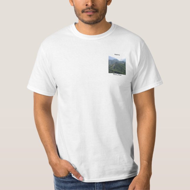 Camiseta Eu andei o Grande Muralha - homens (Frente)