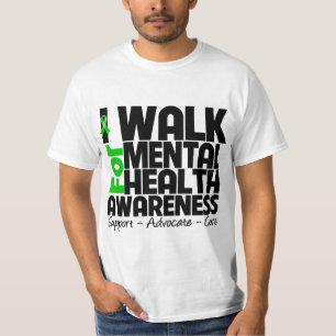 Camiseta Eu ando para a consciência da saúde mental