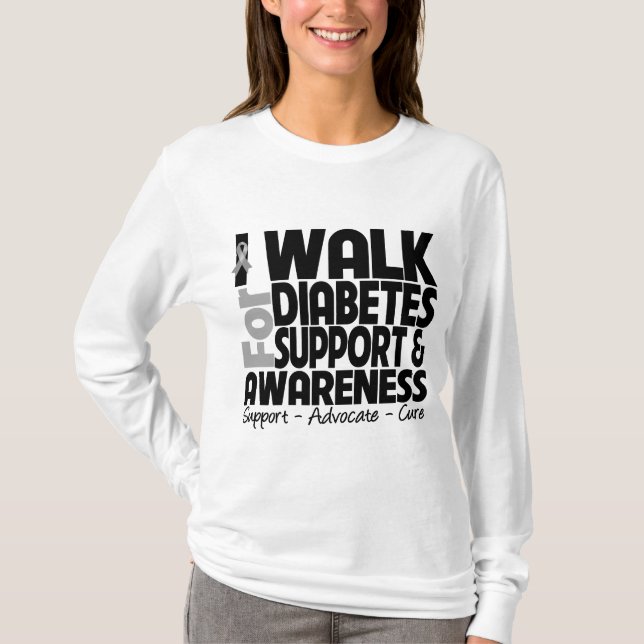 Camiseta Eu ando para a consciência do diabetes (Frente)