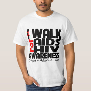 Camiseta Eu ando para a consciência do HIV do AIDS