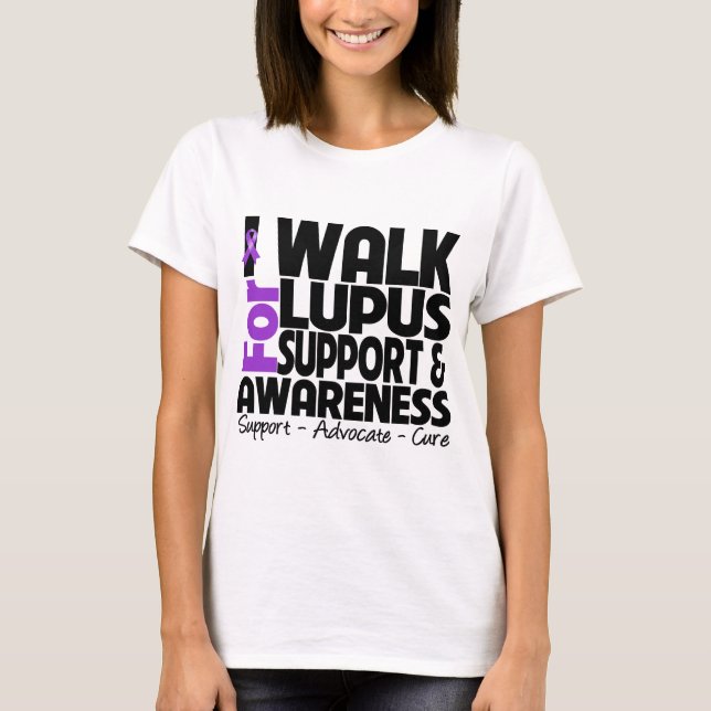 Camiseta Eu ando para a consciência do lúpus (Frente)