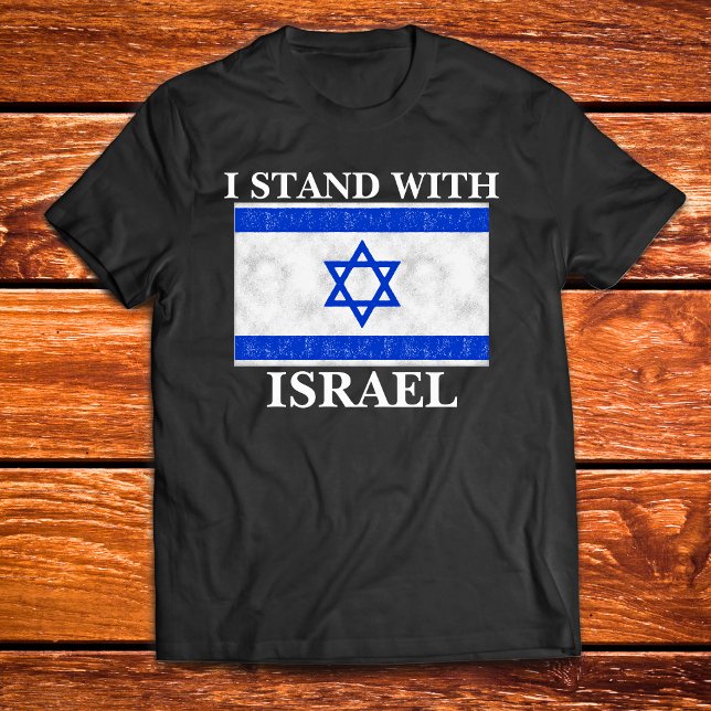 Camiseta Eu Apoio a Bandeira Azul e Branco de Israel (Criador carregado)