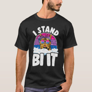 Camiseta Eu Apoio a Bandeira do Orgulho Bissexual do Gato A