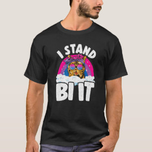 Camiseta Eu Apoio a Bandeira do Orgulho Bissexual do Gato A