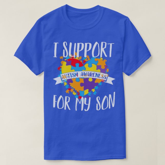 Camiseta Eu apoio a consciência autista do meu filho (Frente do Design)