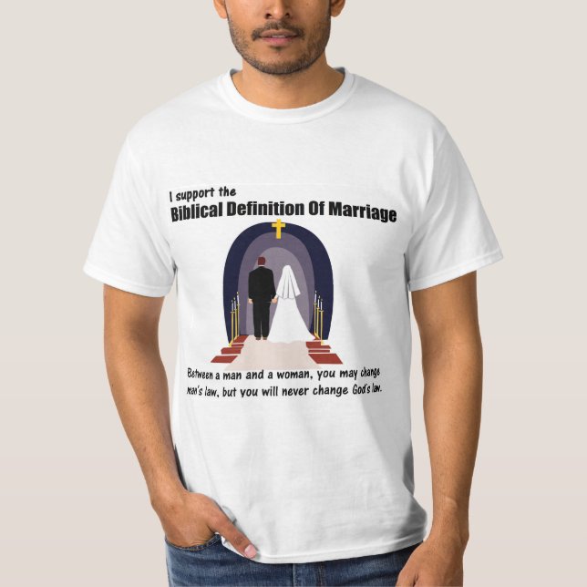 Camiseta Eu apoio a definição bíblica do casamento (Frente)