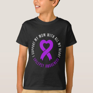 Camiseta Eu apoio a mamãe com todo meu coração Epilepsy War