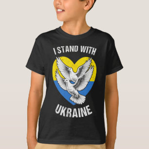 Camiseta Eu Apoio a Ucrânia Bandeira Ucraniana Coração Pomb