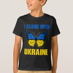 Camiseta Eu Apoio a Ucrânia Borboleta Bandeira Ucraniana