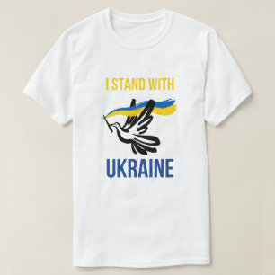 Camiseta Eu Apoio a Ucrânia – Desenho de Pombo da Paz