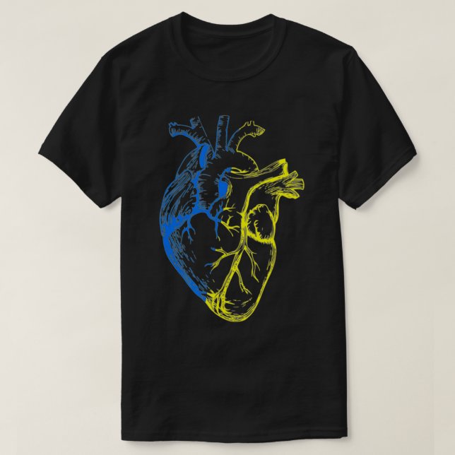 Camiseta Eu apoio a Ucrânia Heart Ucri (Frente do Design)