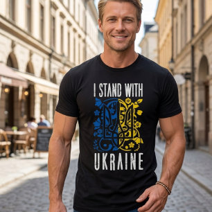 Camiseta Eu apoio a Ucrânia. Tridente da Ucrânia. 