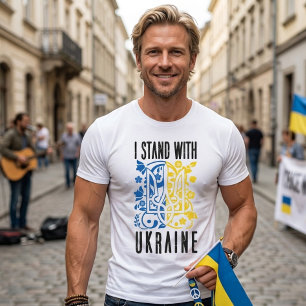 Camiseta Eu apoio a Ucrânia. Tridente da Ucrânia. 