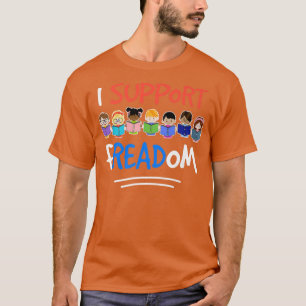 Camiseta Eu apoio FReadom livros proibidos Crianças Lendo F