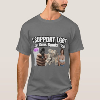 Camiseta Eu Apoio LGBT Lean Guns Bandshots Acrônimo Engraça