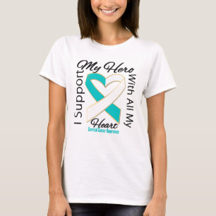 Camiseta Eu apoio meu herói - consciência do cancro do co