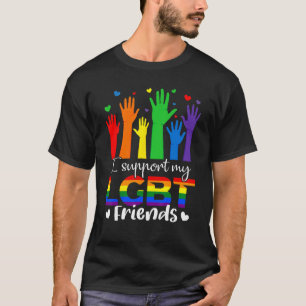 Camiseta Eu apoio meus amigos LGBT Orgulho gay LGBTQ Arco-Í