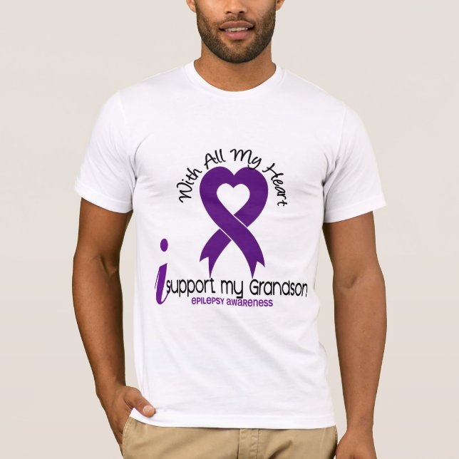 Camiseta Eu apoio minha epilepsia do neto (Frente)