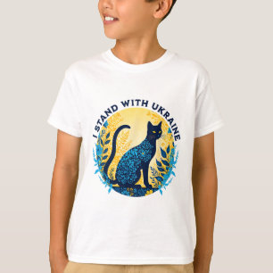 Camiseta Eu Apoio O Gato Da Ucrânia Floral Ucrânia Mulheres