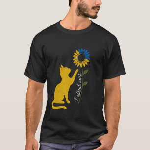 Camiseta Eu Apoio o Gato e o Girassol Amarelo Azul de Apoio