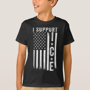 Camiseta Eu Apoio o ICE, Oficiais de Imigração Bandeira Ame
