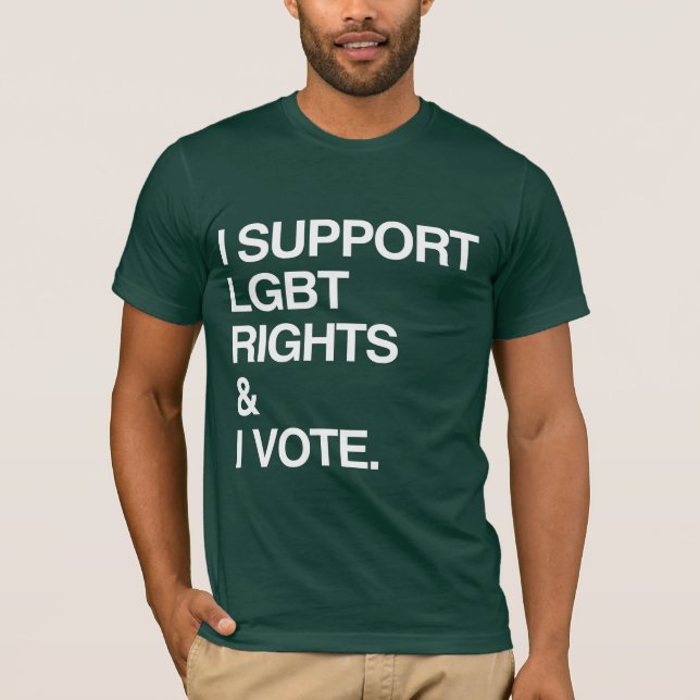 CAMISETA EU APOIO OS DIREITOS LGBT E EU VOTO (Frente)