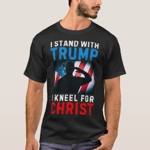 Camiseta Eu Apoio Trump É Meu Presidente Ajoelhe-se Jesus C