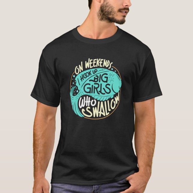 Camiseta Eu Apresento Garotas Grandes Que Engolem Piadas de (Frente)
