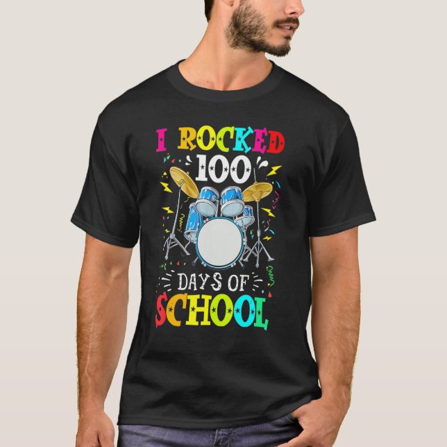 Camiseta Eu Arranjei 100 Dias De Música De Tambores Escolar (Frente)