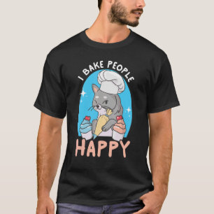Camiseta Eu Assar Pessoas Feliz Chef Feline Gato Fazendo Cu