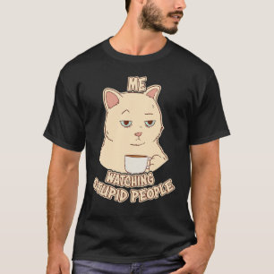 Camiseta Eu Assistindo Pessoas Estúpidas Gato Sarcástico Ch