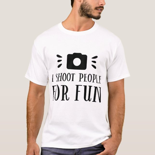 Camiseta Eu atiro em Pessoas para diversão - Câmera de foto (Frente)