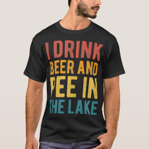 Camiseta Eu Bebo Cerveja I Pee No Lago Funny Summer Vacati