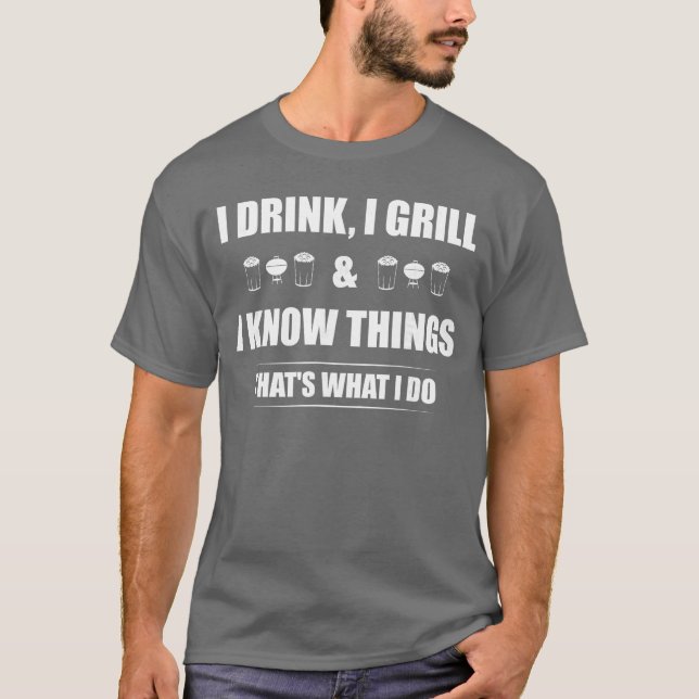 Camiseta Eu Bebo Eu Grelho e Eu Sei de Churrasco Barbecue C (Frente)