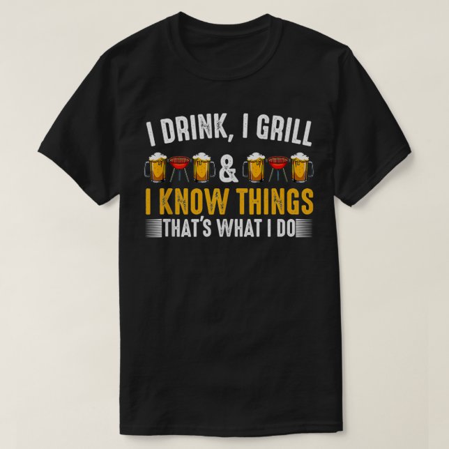 Camiseta Eu Bebo Grelha E Eu Sei Coisas Do CHURRASCO Grilli (Frente do Design)