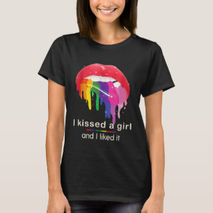 Camiseta Eu beijei uma garota e gostei dele, Bi Pride Lábio