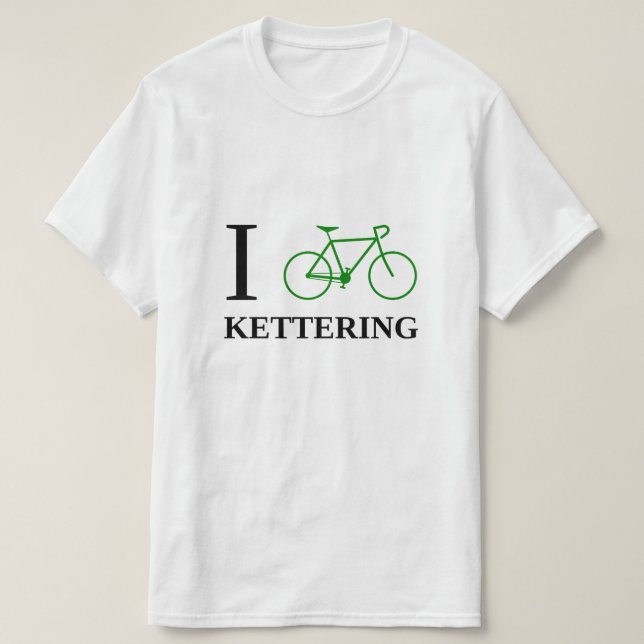 Camiseta Eu Bike KETTERING (o ícone verde da bicicleta) (Frente do Design)