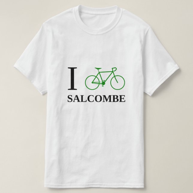 Camiseta Eu Bike SALCOMBE (o ícone verde da bicicleta) (Frente do Design)