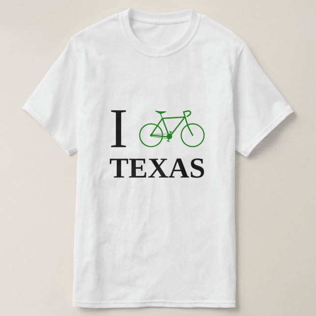 Camiseta Eu Bike TEXAS (o ícone verde da bicicleta) (Frente do Design)