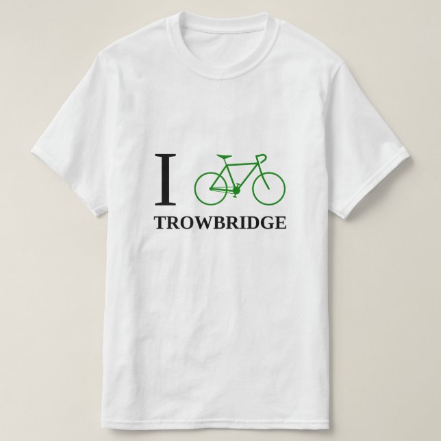 Camiseta Eu Bike TROWBRIDGE (o ícone verde da bicicleta) (Frente do Design)