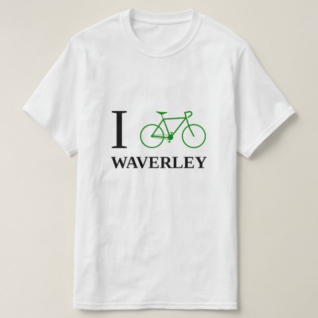 Camiseta Eu Bike WAVERLEY (o ícone verde da bicicleta) (Frente do Design)