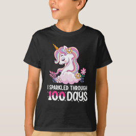 Camiseta Eu Brilhei Através de 100 Dias de Unicórnio da Esc