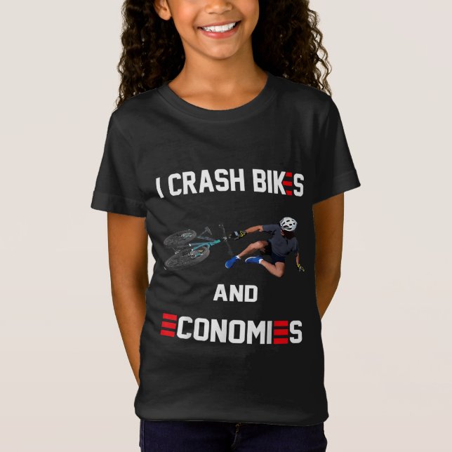 Camiseta Eu Caio Bikes e Economias Joe Biden Caindo (Frente)
