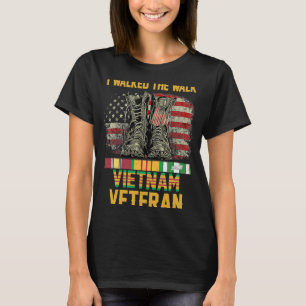 Camiseta Eu Caminhei A Caminhada Veterana Vietnã Bandeira A